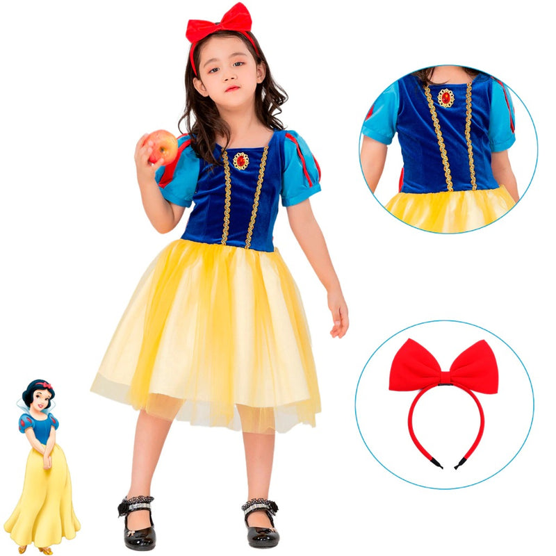 Fantasia Vestido Infantil Branca De Neve Princesa + Tiara